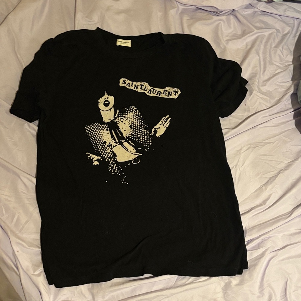 Saint Laurent Black Tee with Graphic Design
